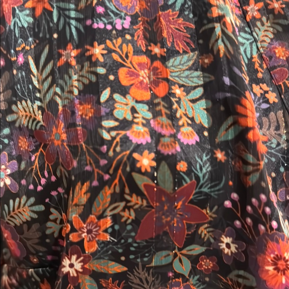 Floral Black and Red Women's Dress - Picture 3 of 7